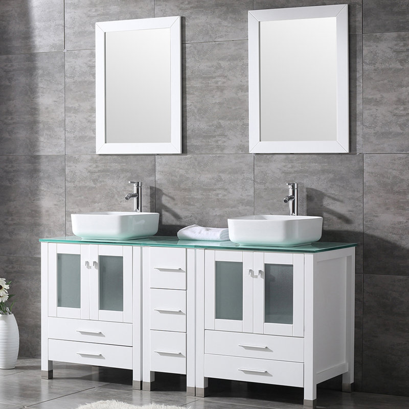 Ebern Designs Eleftheria 60'' Double Bathroom Vanity Set with Mirror